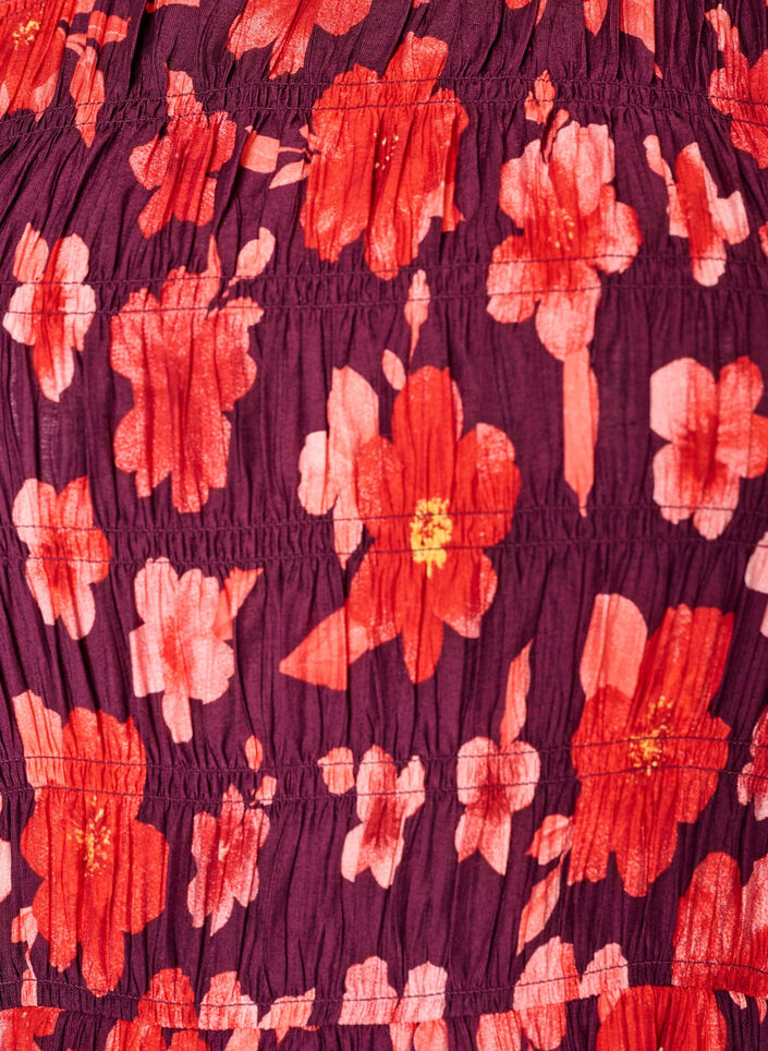 Jurk met smokwerk en bloemenprint, Paars, Packshot