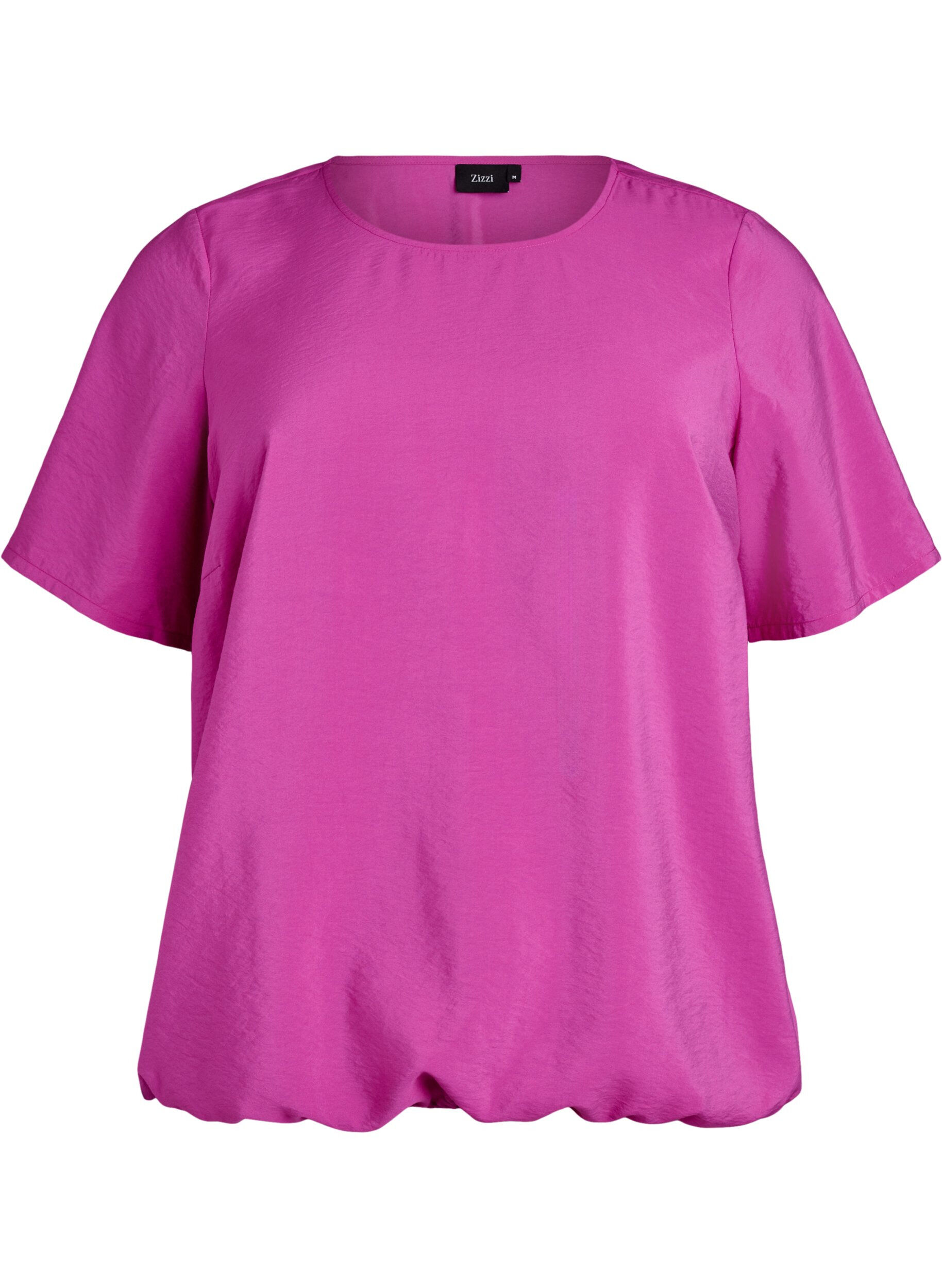 ZizziBlouse met korte mouwen en elastische zoom, Roze, Packshot image number 0