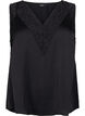 Mouwloos top met kant, Zwart, Packshot image number 0