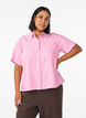 Shirt met korte mouwen in linnen en viscose, Roze, Model image number 0