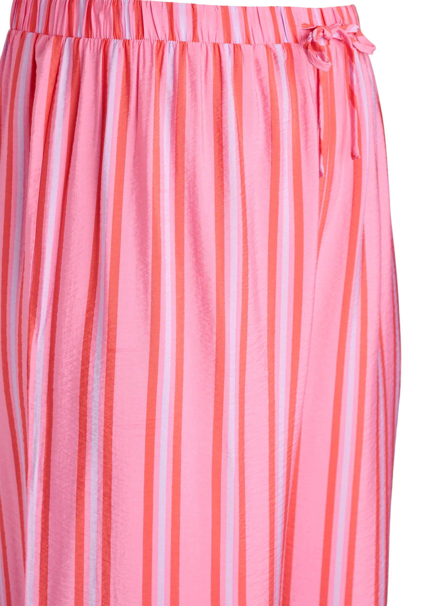ZizziGestreepte broek met hoge taille en wijde pijpen, Roze, Packshot image number 2