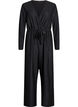 Jumpsuit met glitter en strikceintuur, Zwart, Packshot image number 0