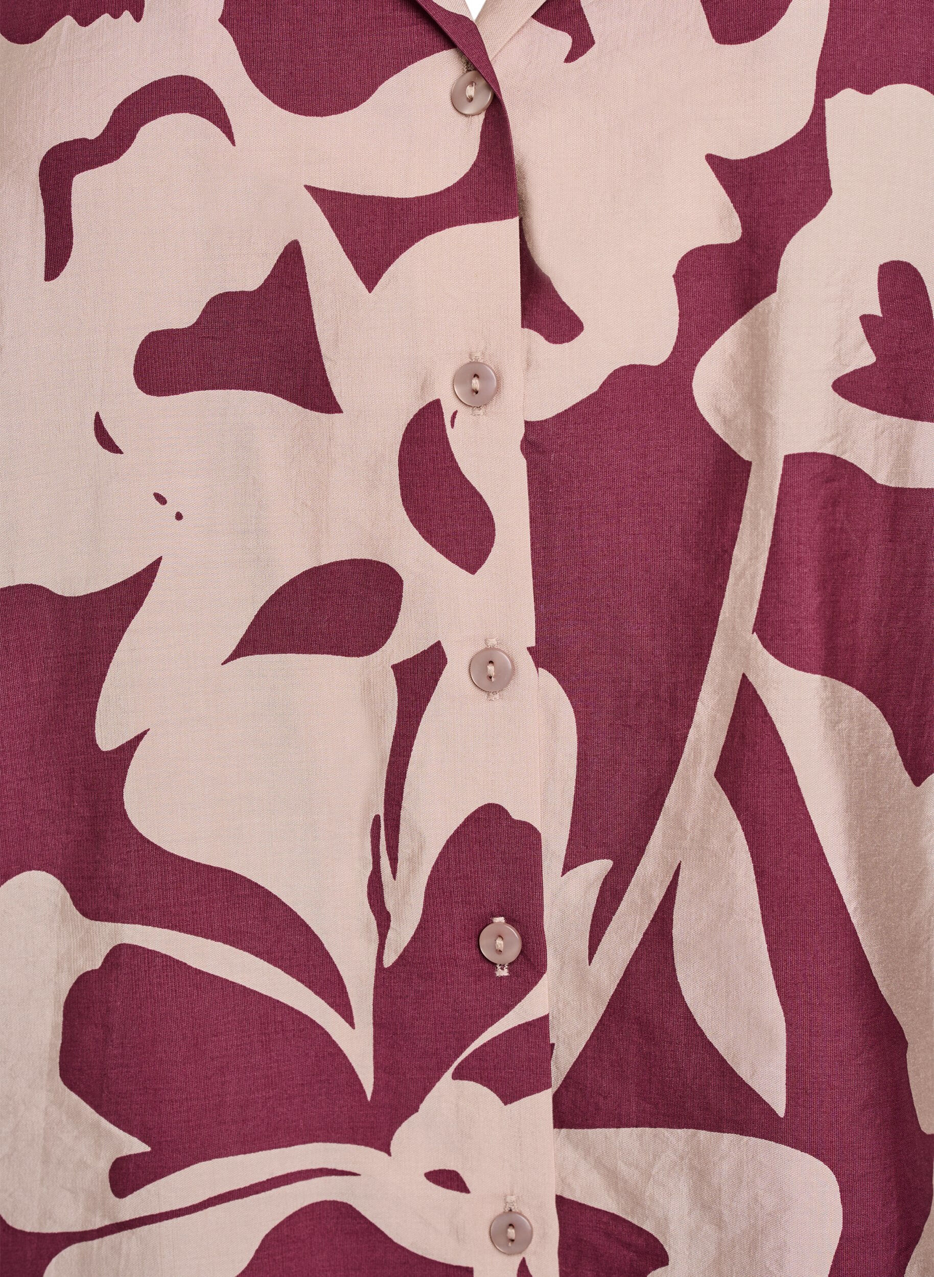 ZizziShirt blouse met print en V-hals, Rood, Packshot image number 2