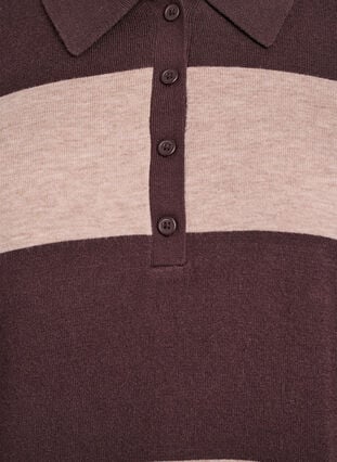 ZizziStrik blouse met kraag, Seal Brown Comb, Packshot image number 2