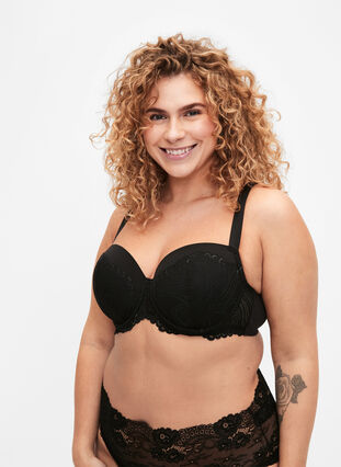 ZizziVoorgevormde beugelbeha van kant, Black, Model image number 0