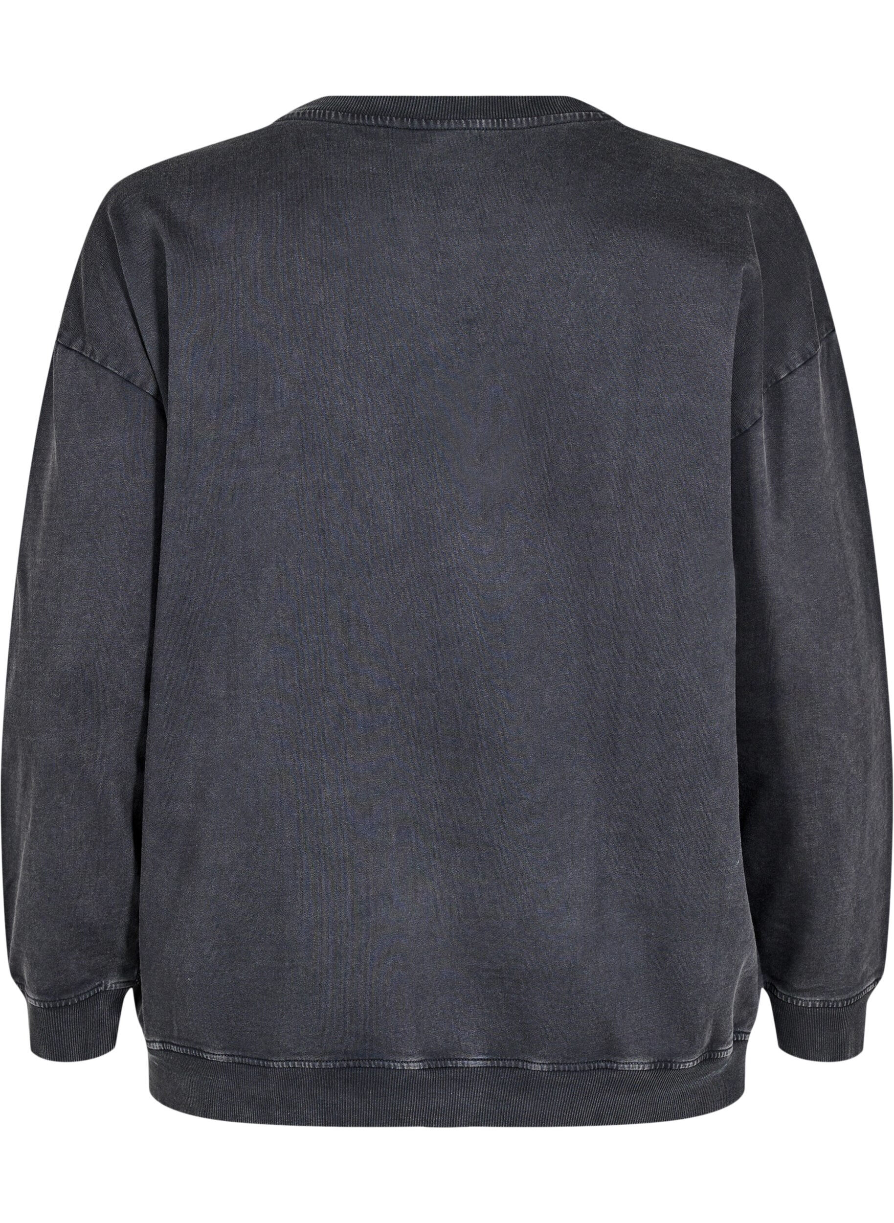 ZizziLosvallend sweatshirt met gewassen look, Grijs, Packshot image number 1