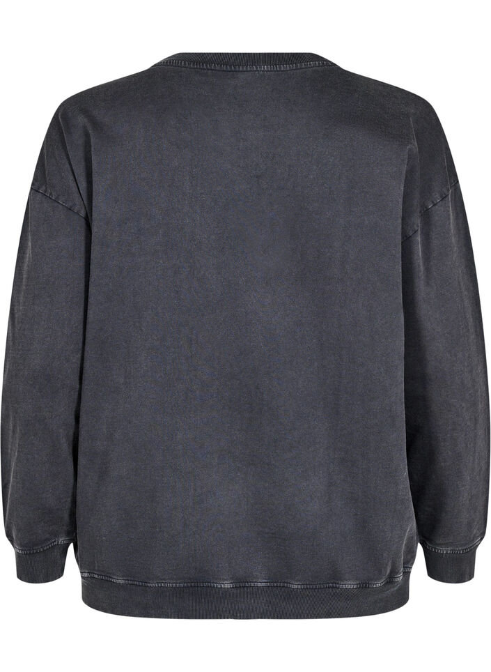 Losvallend sweatshirt met gewassen look, Grijs, Packshot image number 1