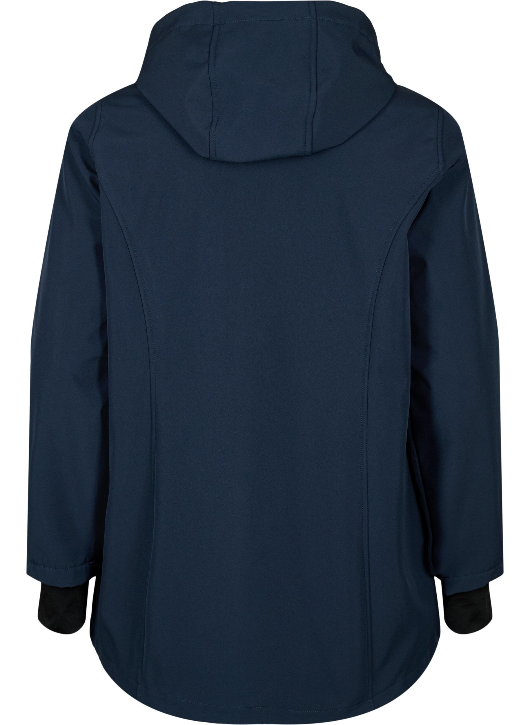 ZizziKorte softshell jas met afneembare capuchon, Blauw, Packshot image number 1