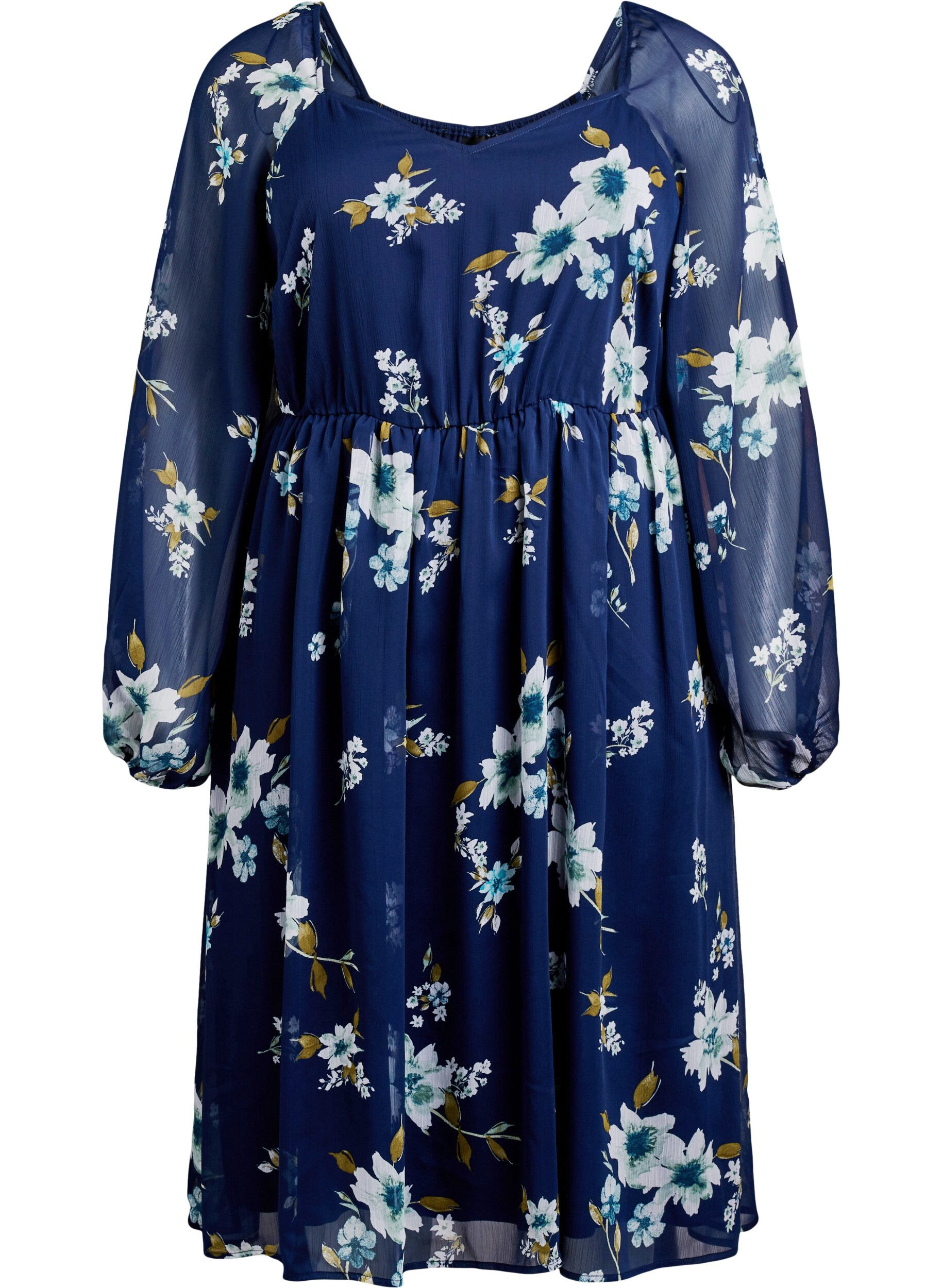 Chiffon feestjurk met lange mouwen
