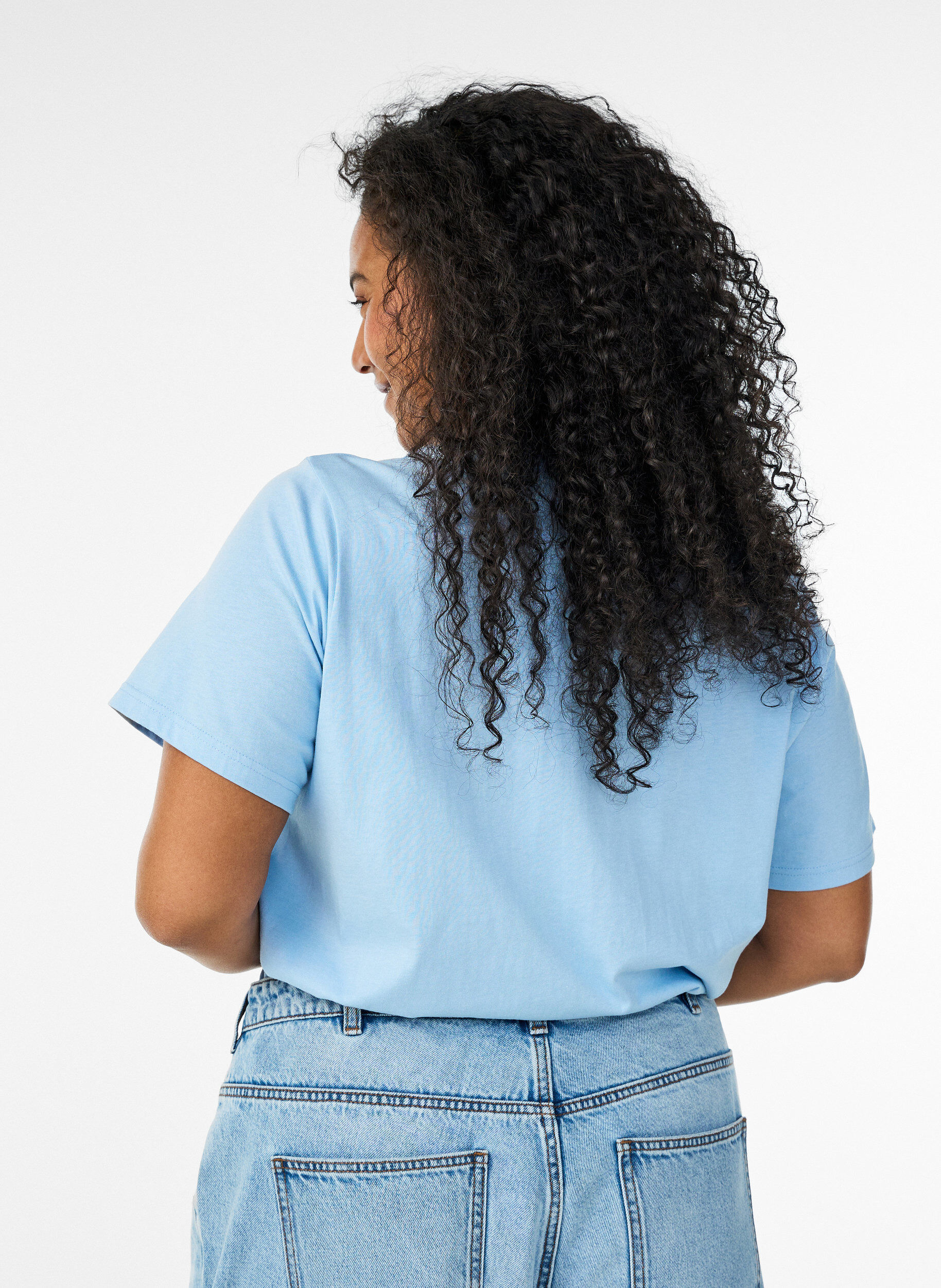 ZizziKatoenen T-shirt met print, Blauw, Model image number 2