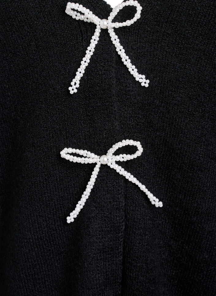 Gebreide cardigan met parelknopen, Black, Packshot