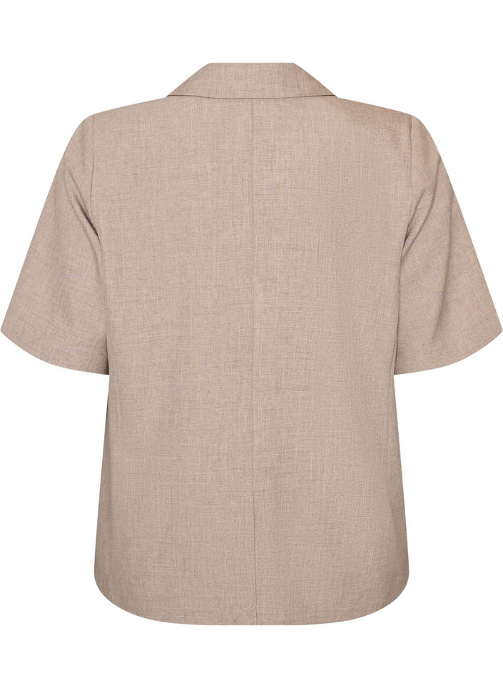 Blazer avec manches courtes et revers, Marron, Packshot