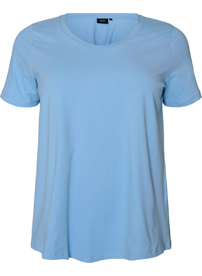 Basic t-shirt in effen kleur met katoen, Blauw, Packshot image number 0