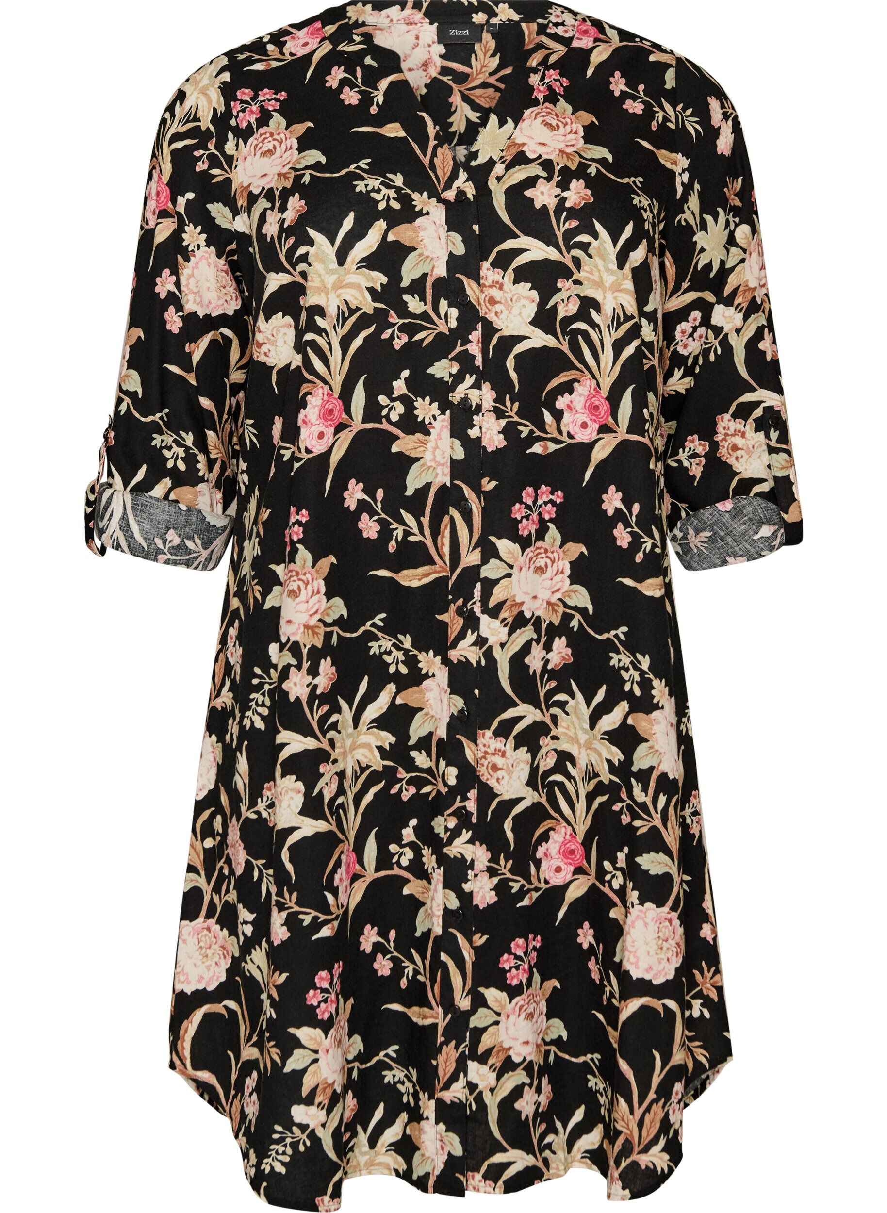 Lang shirt in linnen en viscose