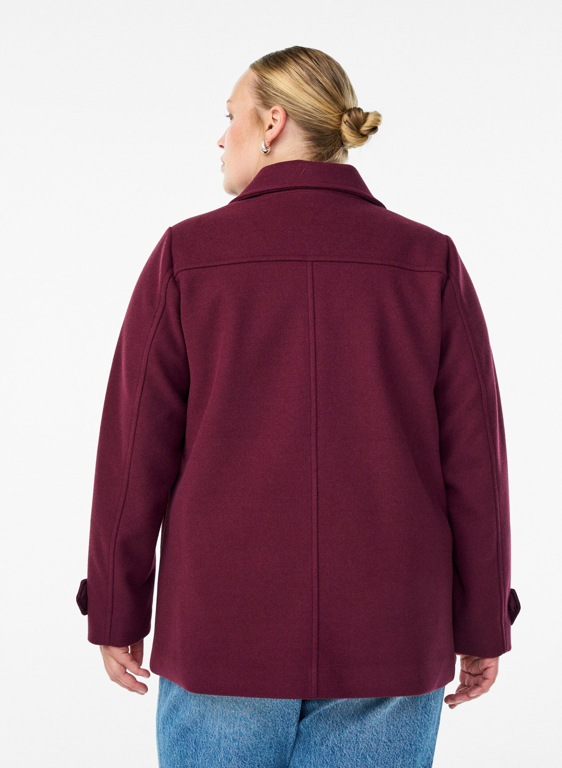 ZizziKorte jas met dubbele knoopsluiting, Rood, Model image number 1