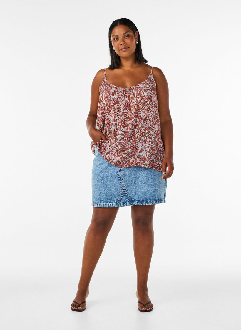 Strap top in viscose, Roze, Model image number 1