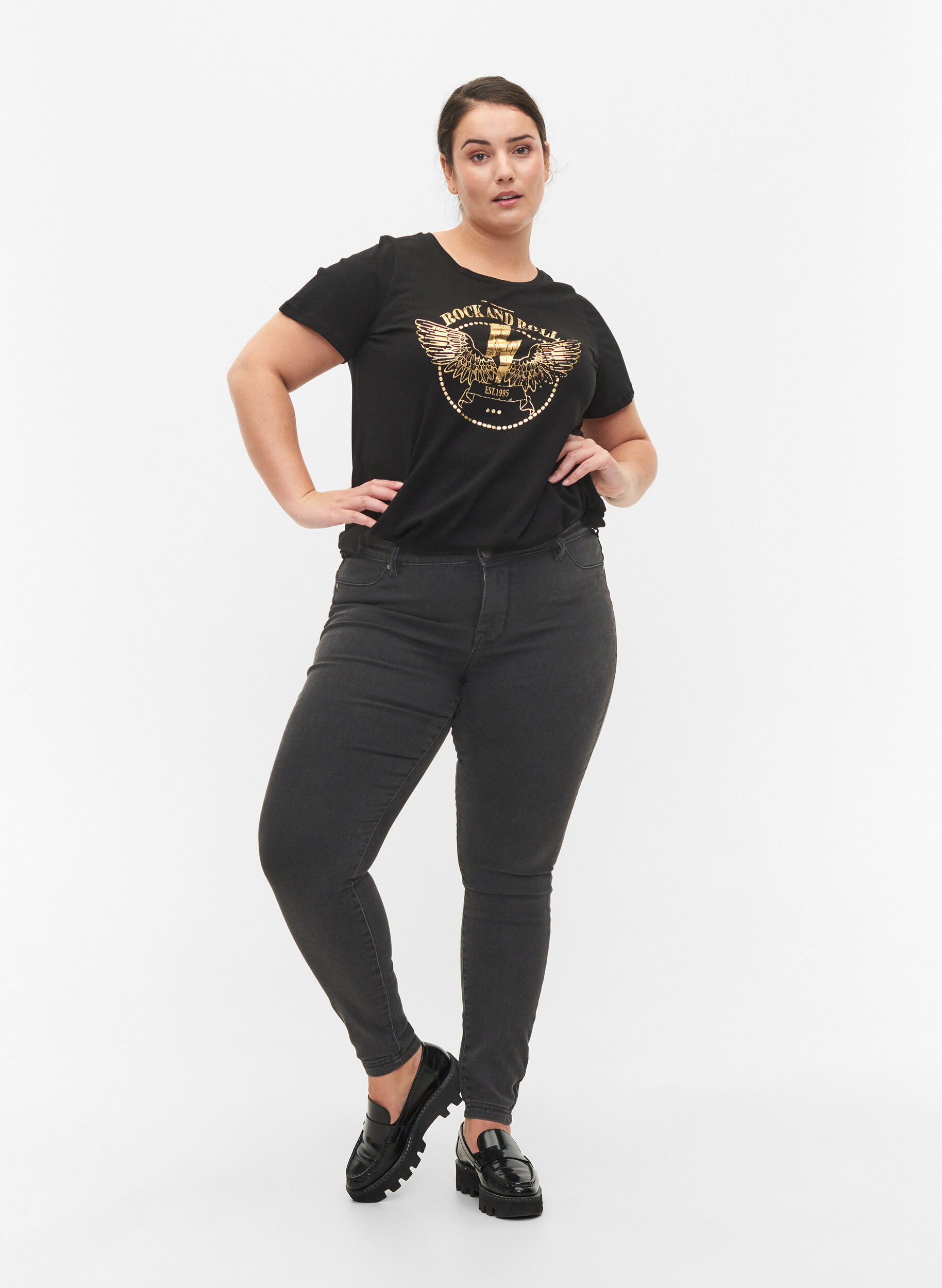 ZizziJeggings van katoenmix, Grey Denim, Model image number 0