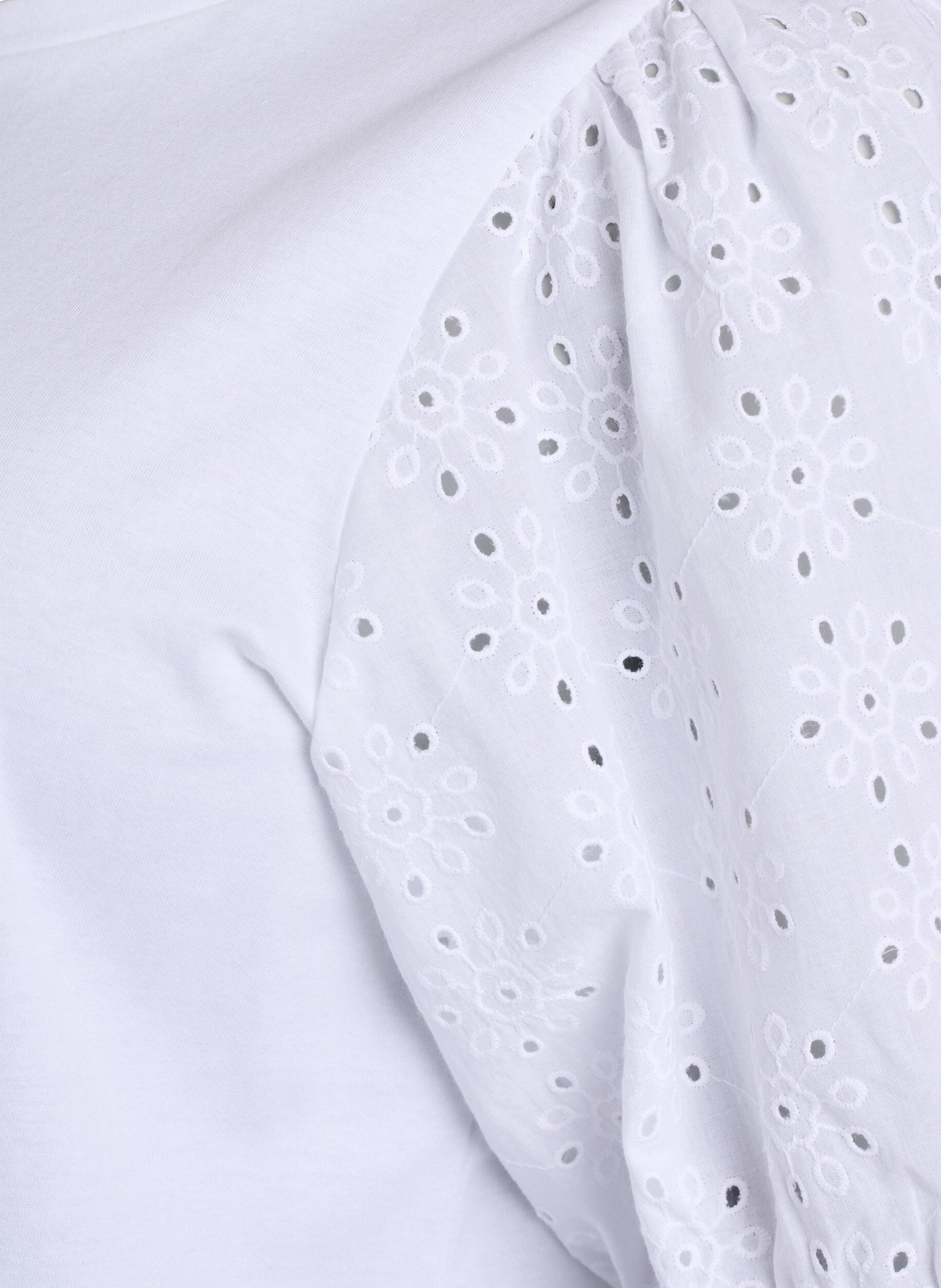 ZizziT-shirt met mouwen van broderie anglaise, Wit, Packshot image number 3