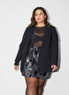 Korte rok met pailletten, Zwart, Model image number 0