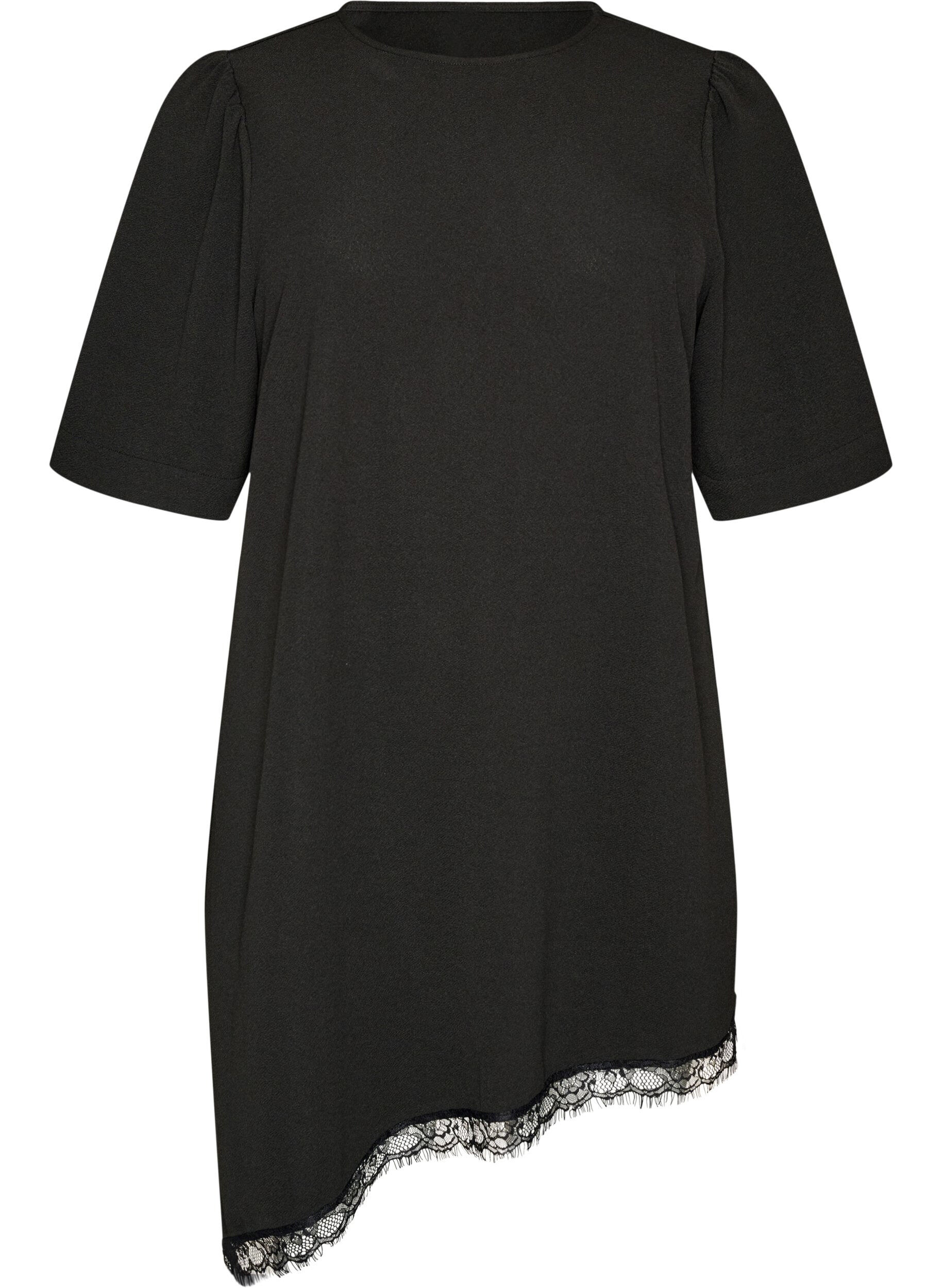Tuniek met asymmetrische kanten rand