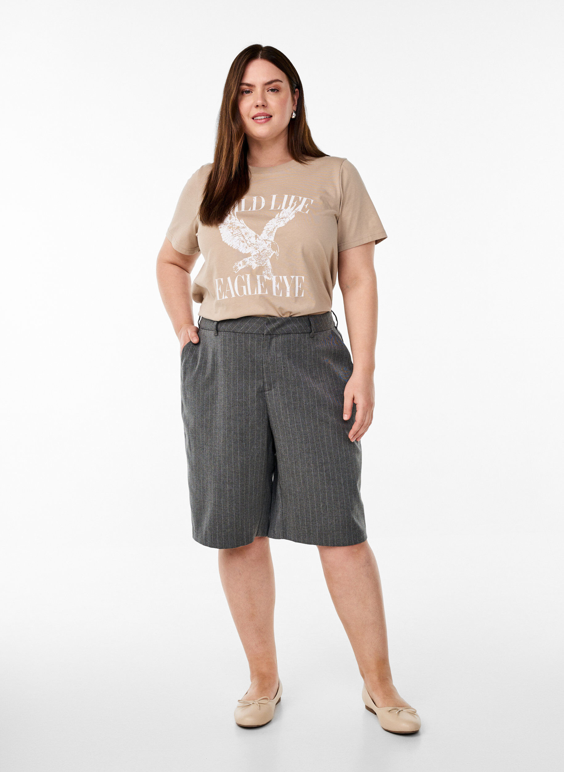 ZizziEagle Eye T-shirt, Beige, Model image number 1