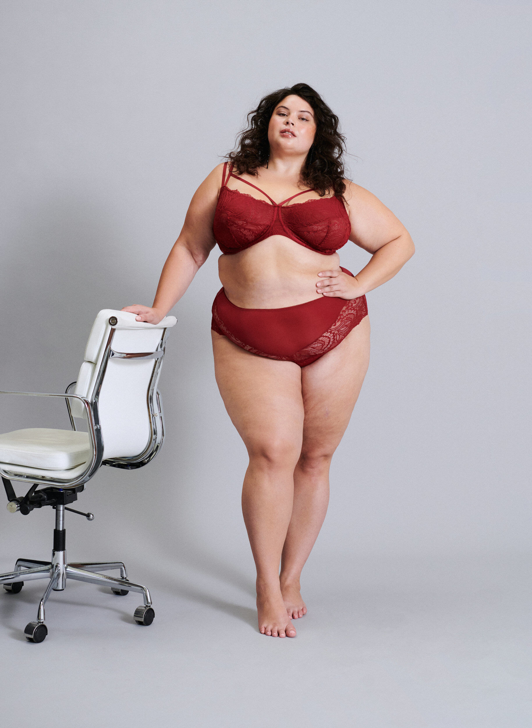 ZizziHipsterstring met hoge taille en kant, Rood, Image image number 0