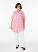 Lang oversized gestreept T-shirt in biologische katoen, Paars, Model image number 1