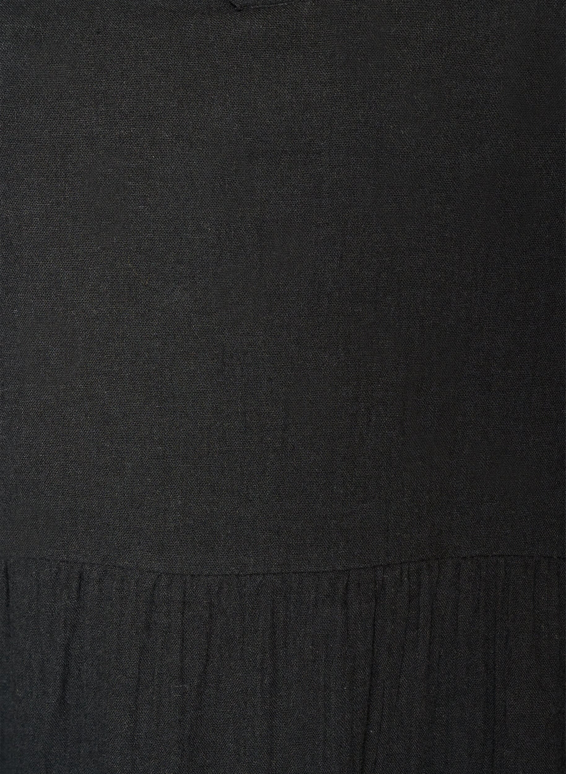 ZizziA-lijn midi-jurk in katoenen mousseline, Zwart, Packshot image number 2