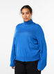 Gebreide blouse met col en knopen aan de zijkant, Blauw, Model image number 0