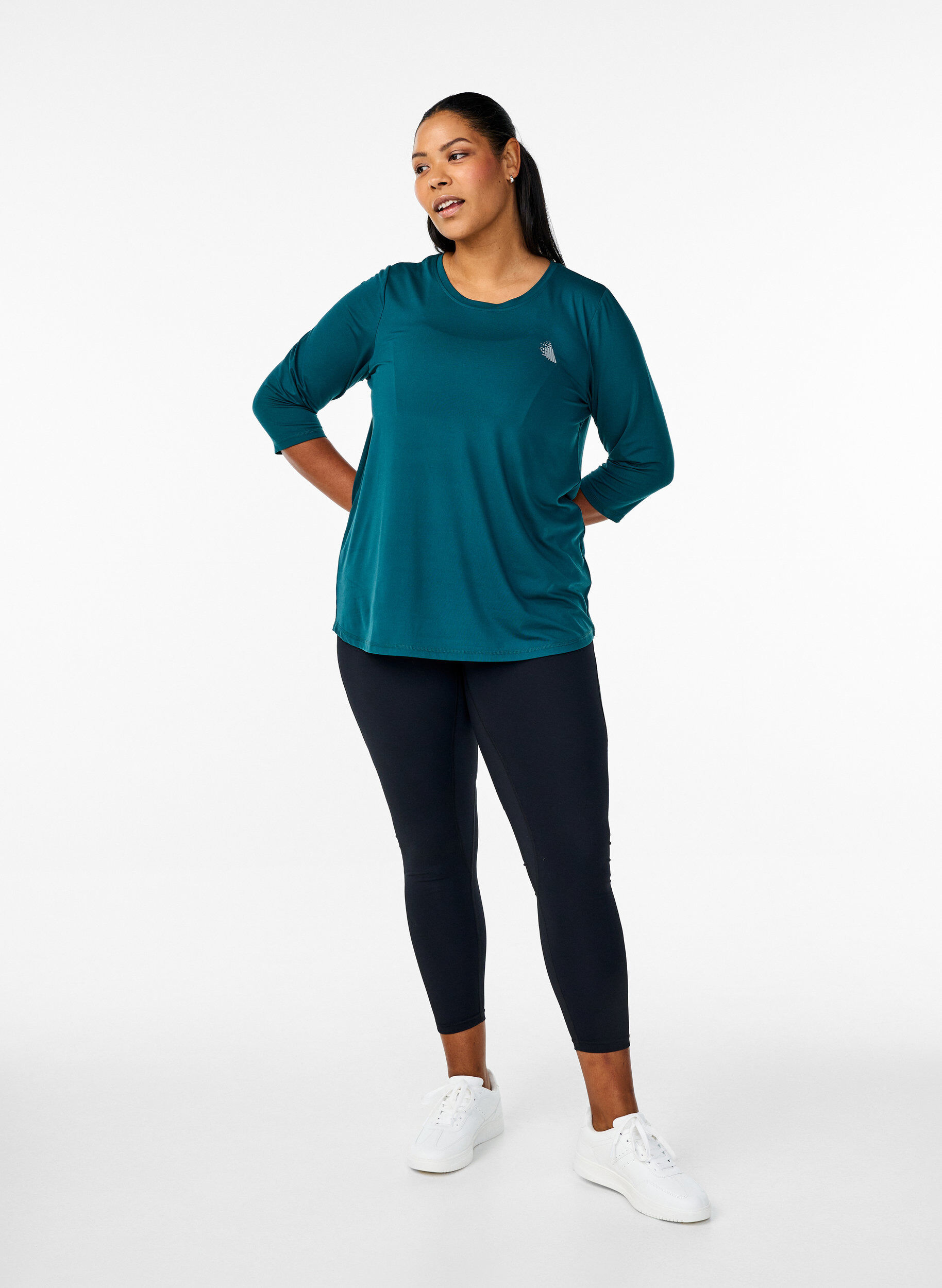 ZizziSporttop met 3/4 mouwen, Groen, Model image number 1