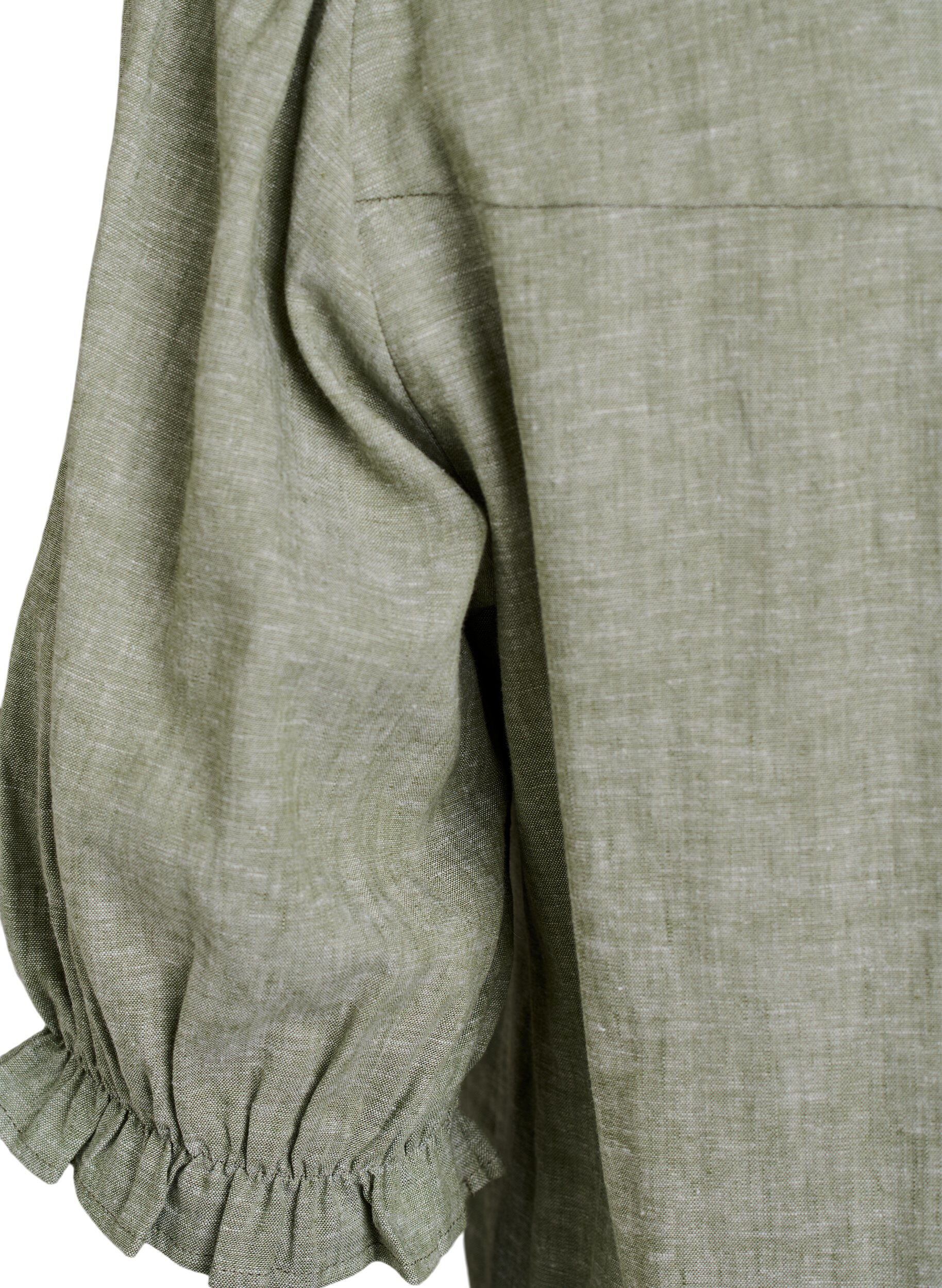 ZizziBlouse in linnen en viscose met mouwen 1/2, Groen, Packshot image number 3