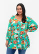 Bedrukte viscose blouse met 3/4 mouwen, Groen, Model image number 0