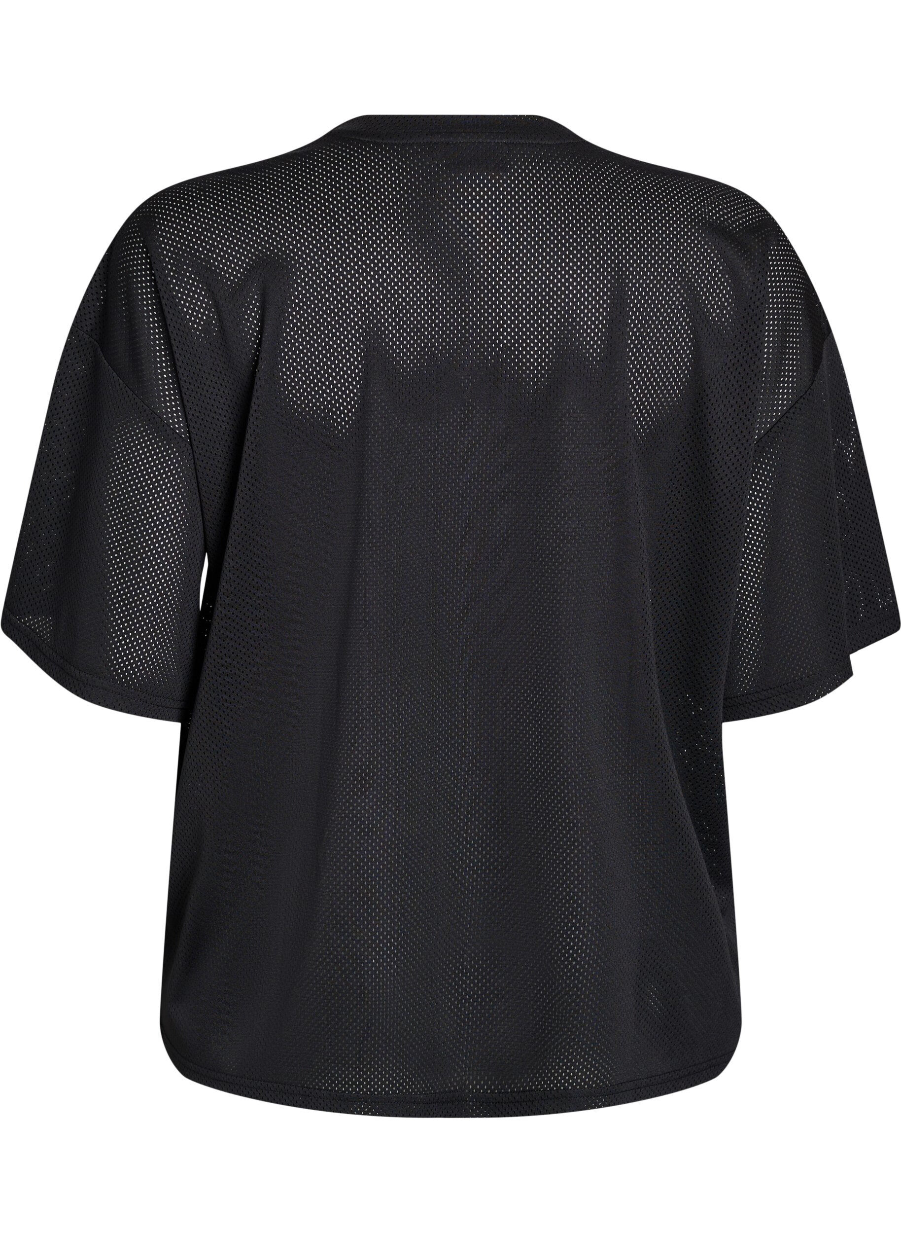 ZizziSporty T-shirt met print aan de voorkant, Black, Packshot image number 1