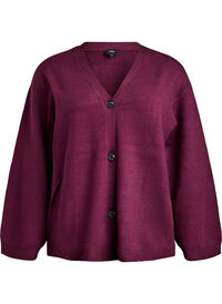Cardigan met V-hals en wijde mouwen, Donker Bordeaux Cardigan met V-hals en wijde mouwen