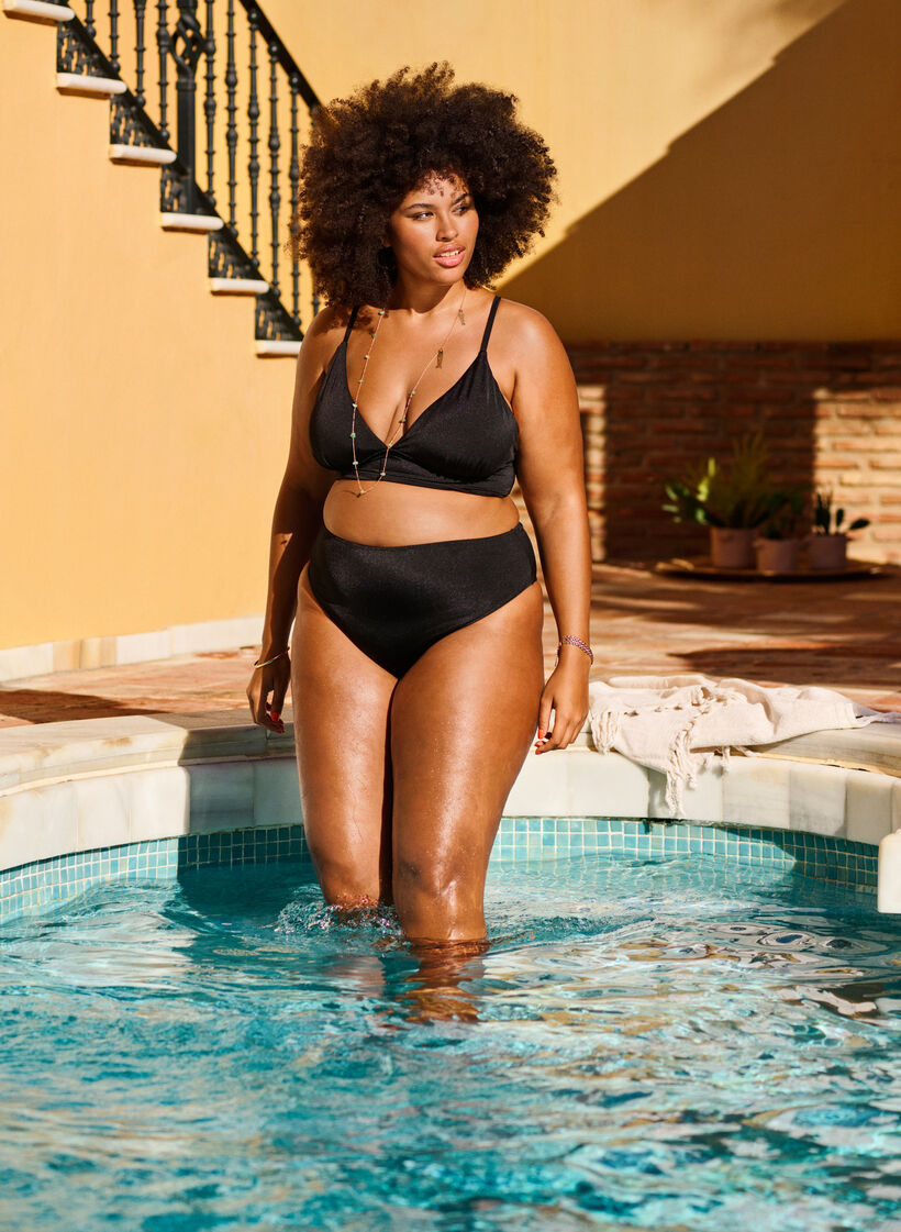 Effen bikinibroekje met normale taille, Black, Image