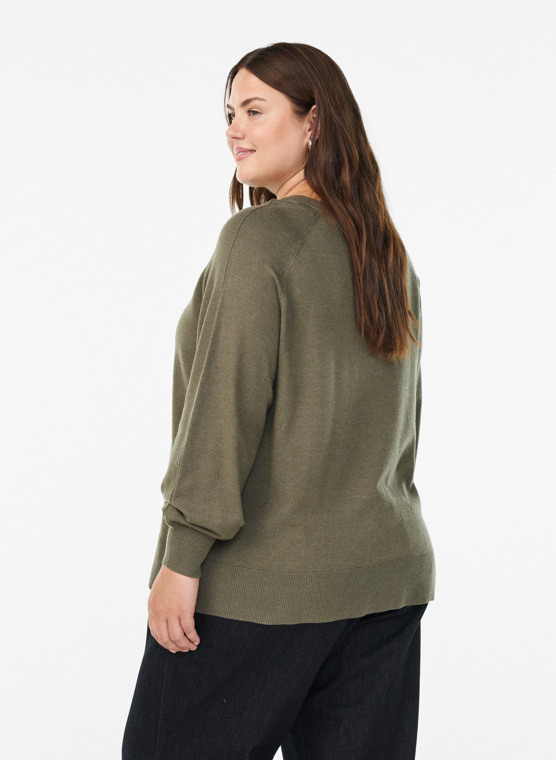 ZizziBreisel blouse met middennaad en raglan mouwen, Groen, Model image number 2