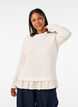 Blouse met structuur en volantzoom, Vanille, Model image number 0