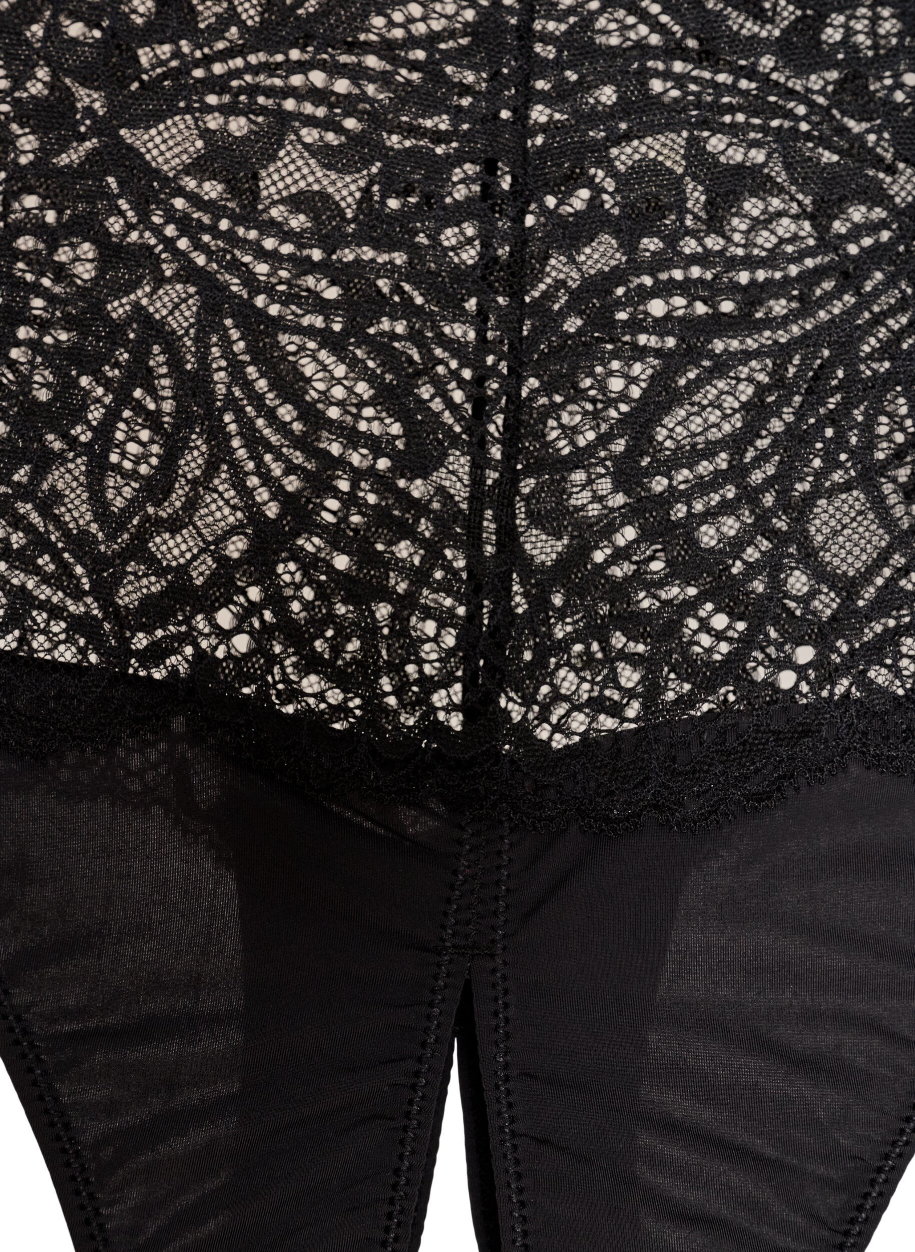 ZizziHipster string zonder kruis met kant en hoge taille, Zwart, Packshot image number 2