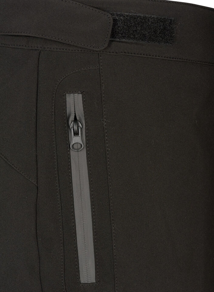 Softshell broek met verstelbaar velcro, Zwart, Packshot image number 3