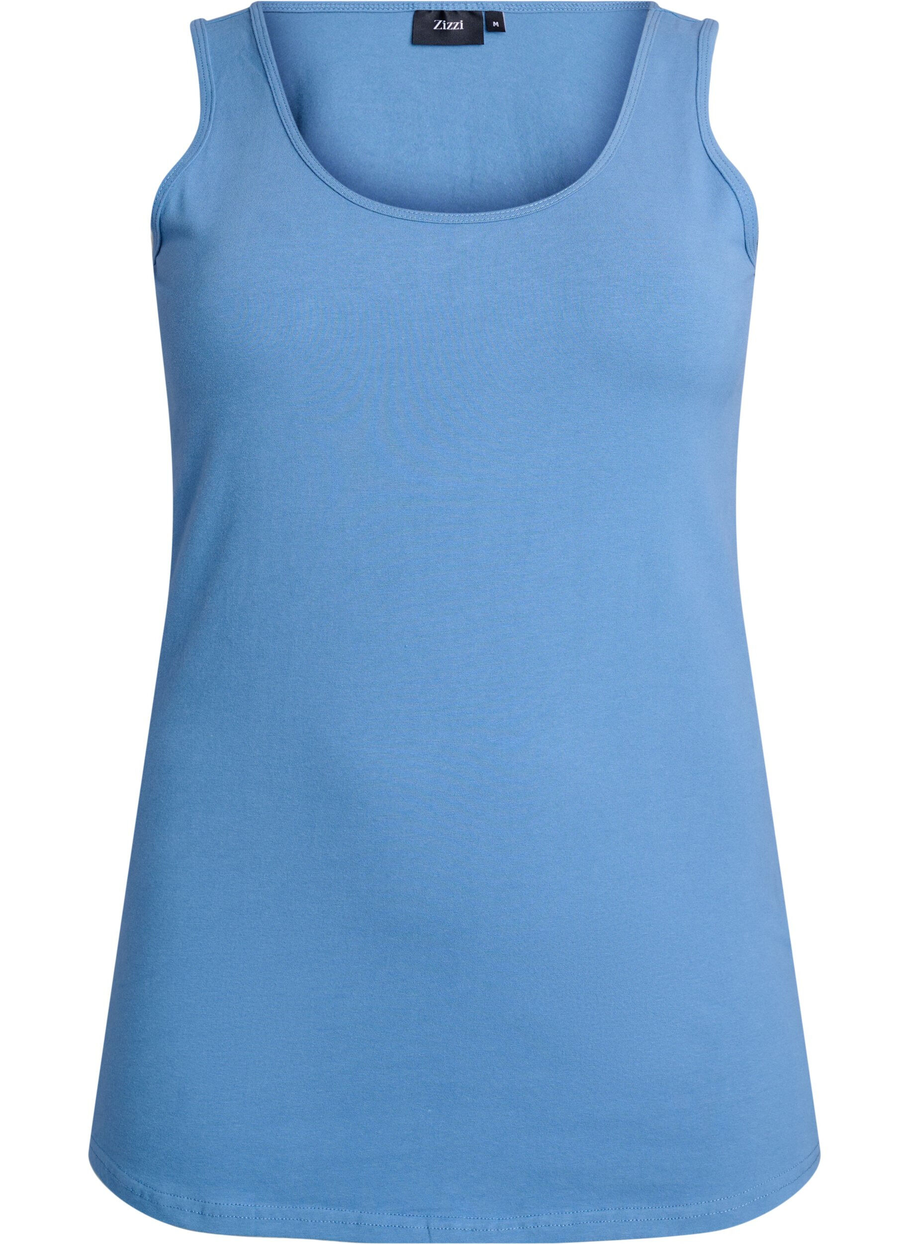 ZizziEffen gekleurd basic top in katoen, Blauw, Packshot image number 0