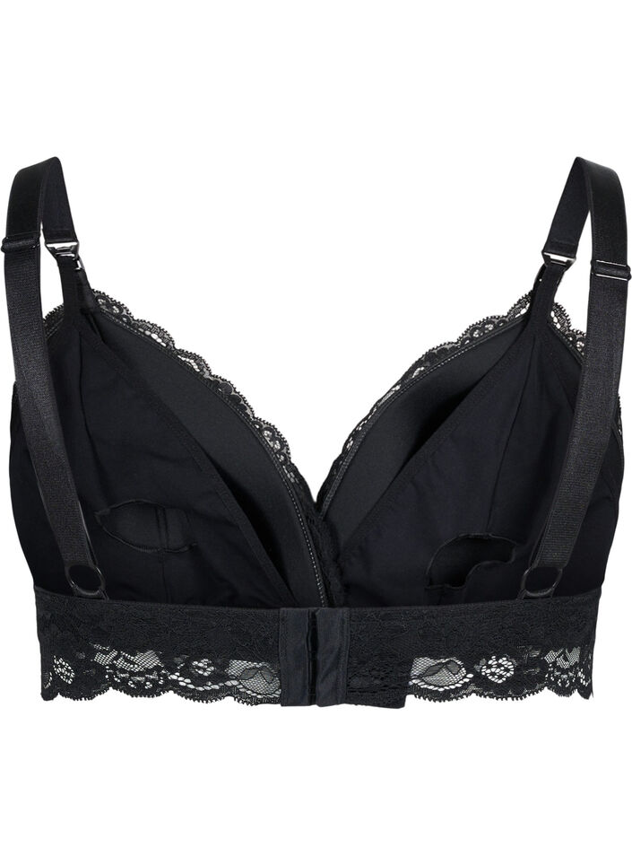Voedingsbeha met kant, Zwart, Packshot image number 1