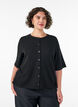 Blouse met een geribde textuur en knoopsluiting, Zwart, Model image number 0