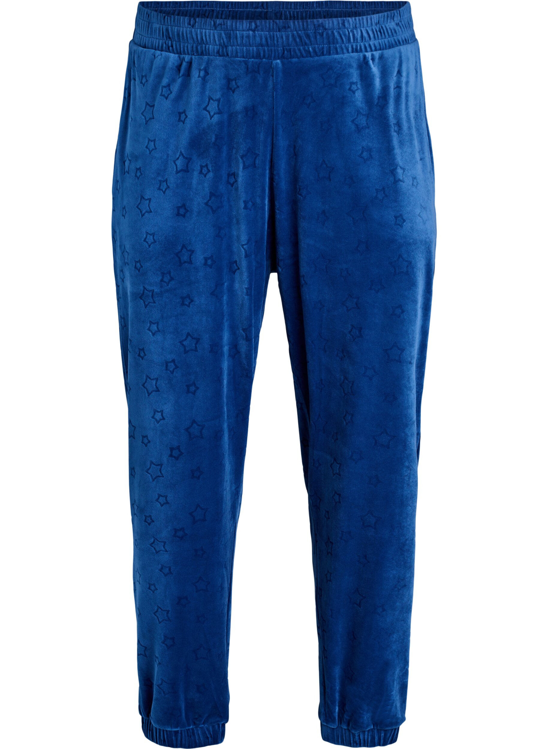 Velours broek met ingebosd patroon