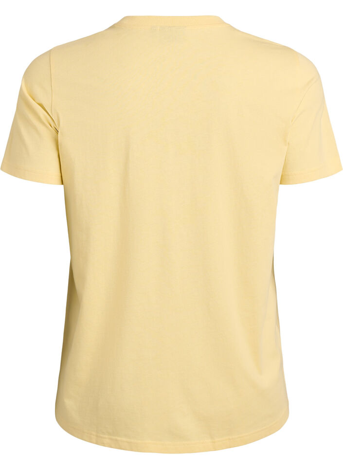 Basic katoenen T-shirt met ronde hals, Geel, Packshot image number 1