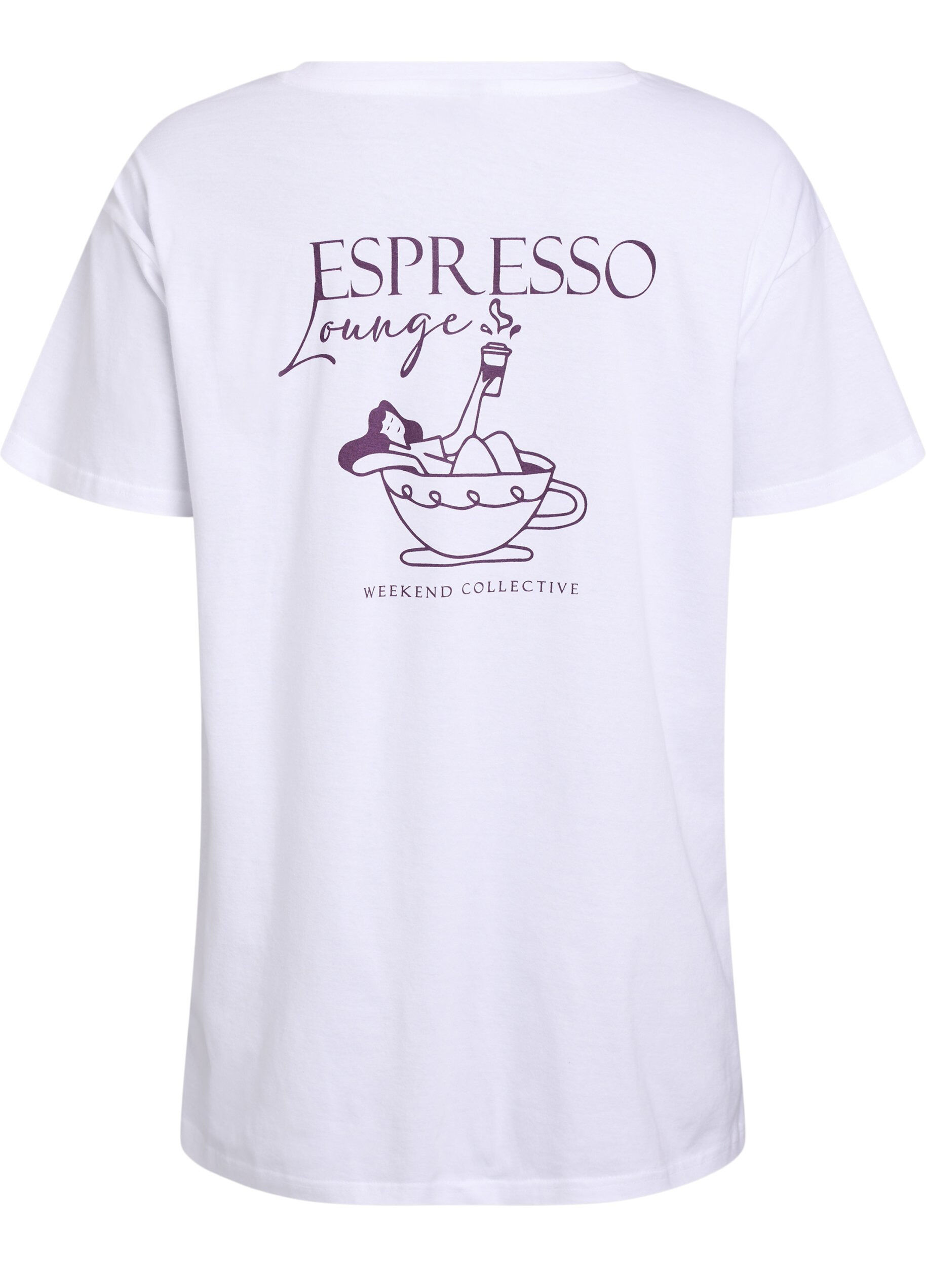 ZizziLang nachthemd-T-shirt in biologisch katoen met print, Wit, Packshot image number 1