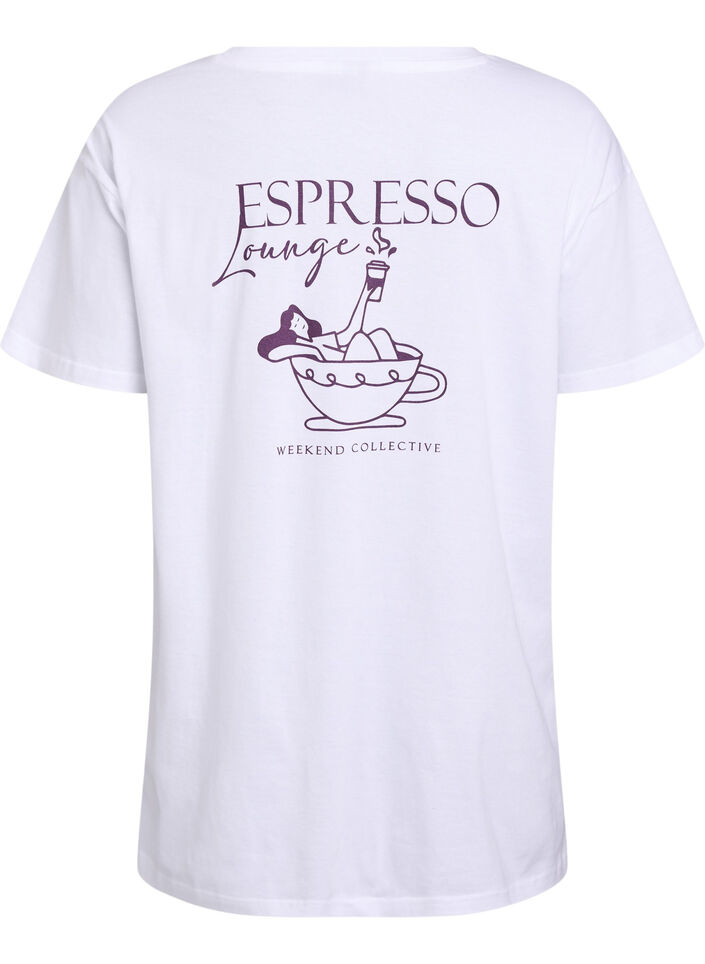 Lang nachthemd-T-shirt in biologisch katoen met print, Wit, Packshot image number 1