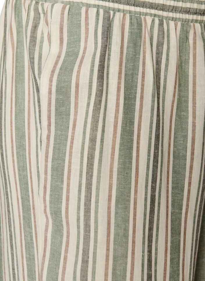 Wijde linnen en viscose broek, Vanille, Packshot image number 2