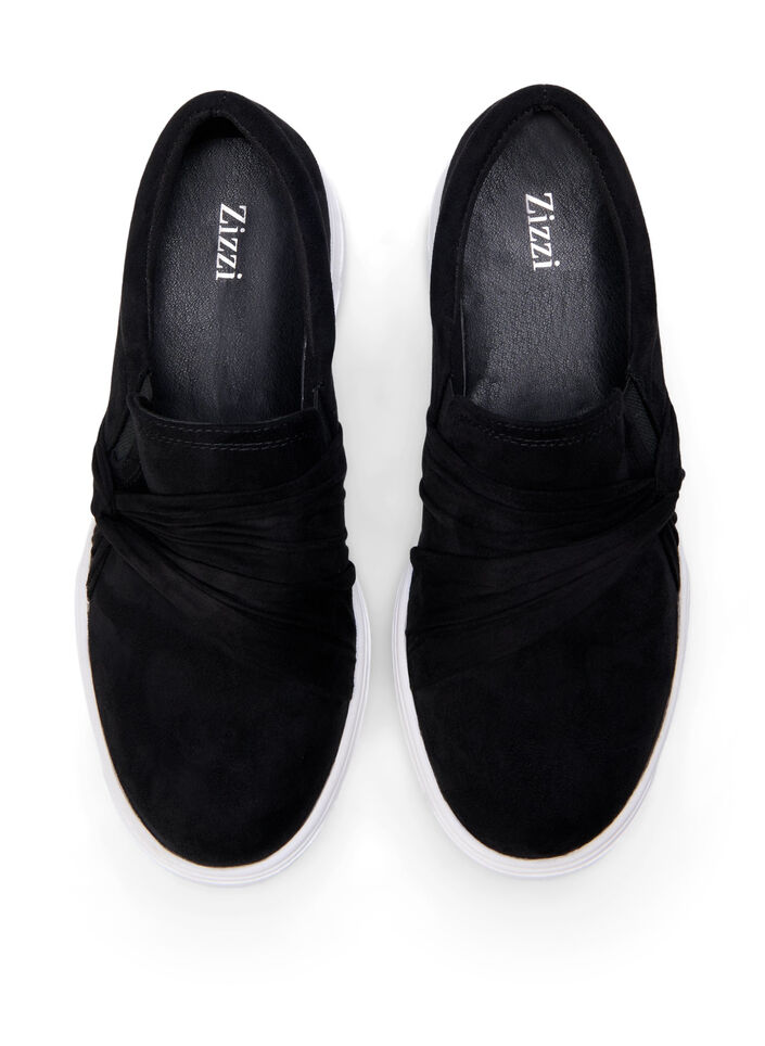 Brede slip-on-pasvorm met knoopdetail, Zwart, Packshot image number 2