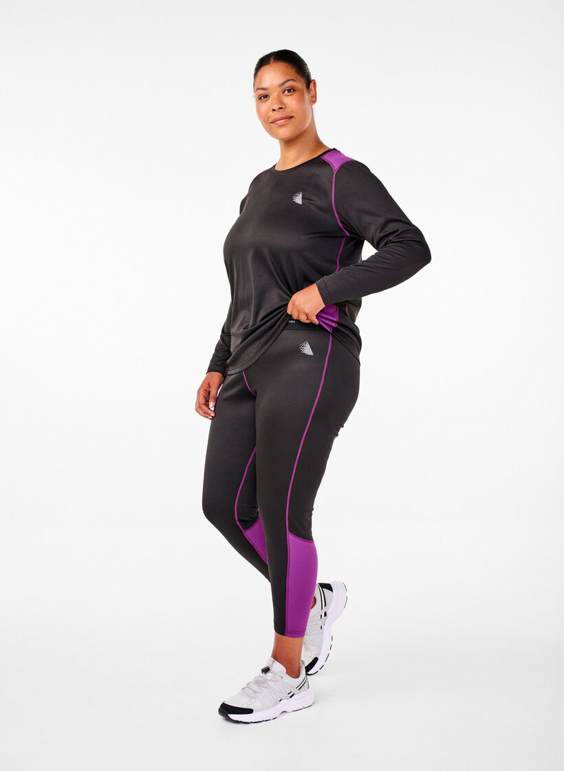 Tweekleurig thermoshirt met lange mouwen, Black w. Charisma, Model