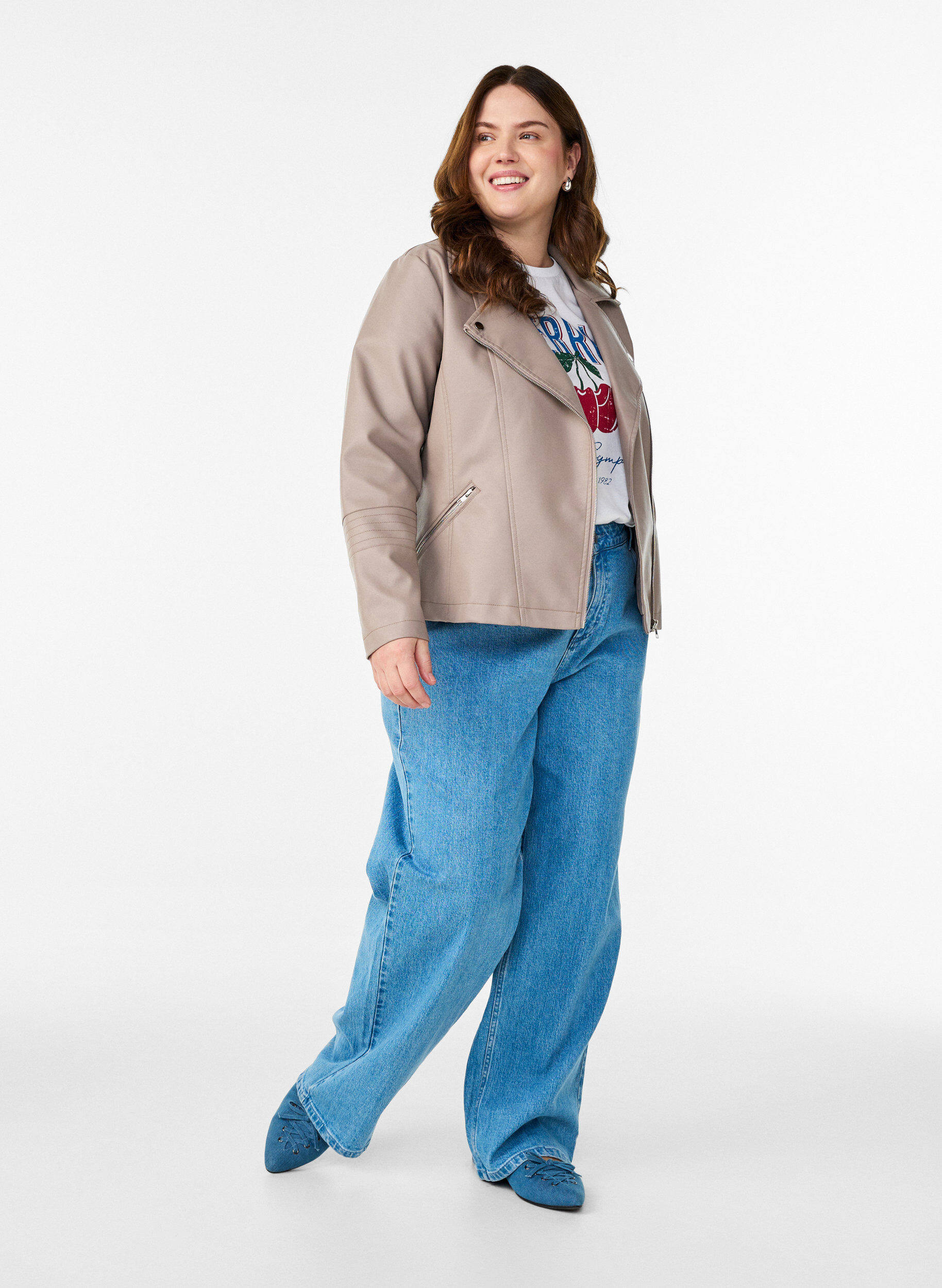 ZizziBikerjack in imitatieleer, Beige, Model image number 1